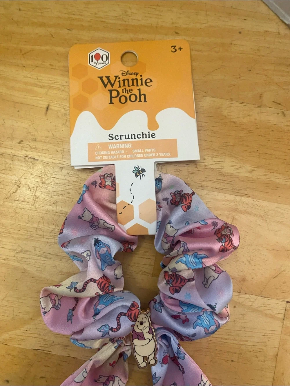 Disney Winnie the Pooh Pink and Lavender Bow Scrunchie w Pooh charm NWT